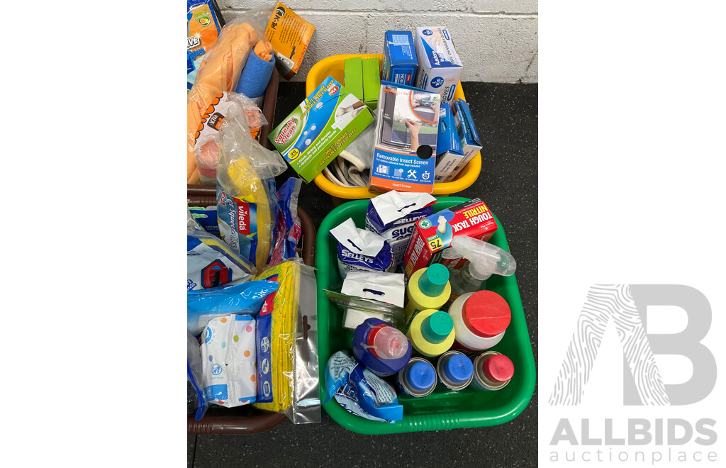 Assorted Cleaning Supplies and Steam Cleaner