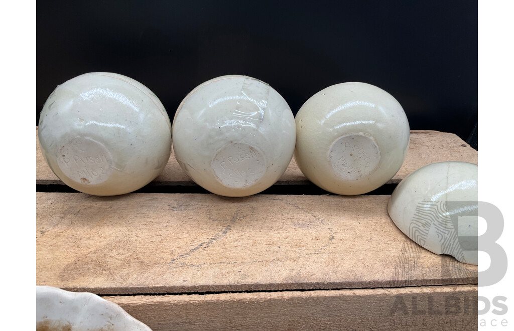 P. PUSELL Collection of Studio Pottery, Enameled Glass by Rose and Others - Lot of 16