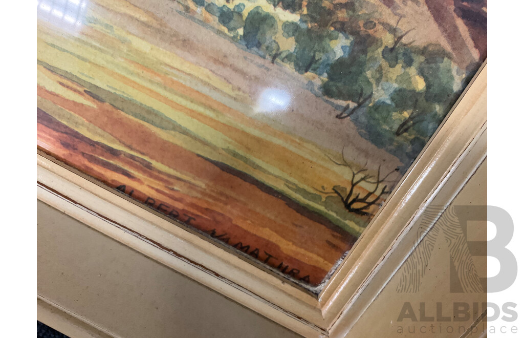 Albert Namatjira   ''Glen Helen Landscape'' - Print From the Watercolour 57x42 Cm (frame)