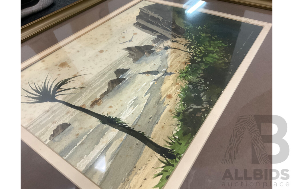 Ken Andrews (1922-1987),  ''Rocks Near Punakaiki'' - Watercolour on Paper 51x43 Cm (frame)