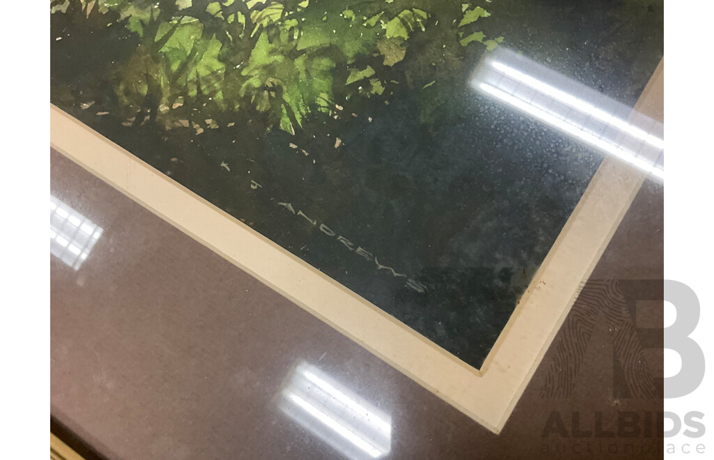 Ken Andrews (1922-1987),  ''Rocks Near Punakaiki'' - Watercolour on Paper 51x43 Cm (frame)