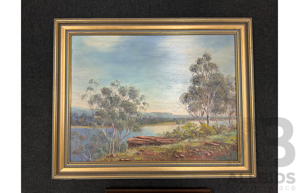 Roma Rumble,  ''By the Shoalhave River'' - Oil on Board 60x48 Cm (frame) & ''Ghost Gums of the Inland'' - Oil on Board 30x39 Cm (frame)