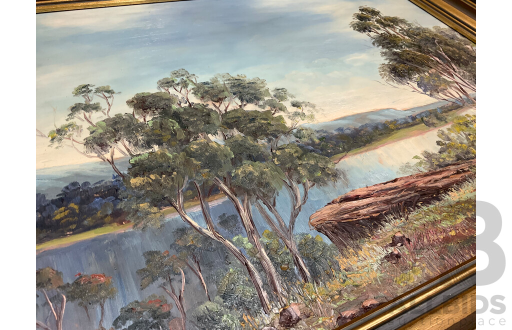 Roma Rumble,  ''By the Shoalhave River'' - Oil on Board 60x48 Cm (frame) & ''Ghost Gums of the Inland'' - Oil on Board 30x39 Cm (frame)