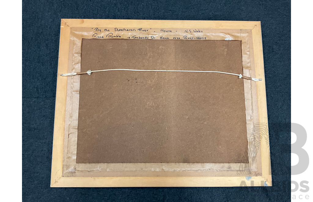 Roma Rumble,  ''By the Shoalhave River'' - Oil on Board 60x48 Cm (frame) & ''Ghost Gums of the Inland'' - Oil on Board 30x39 Cm (frame)