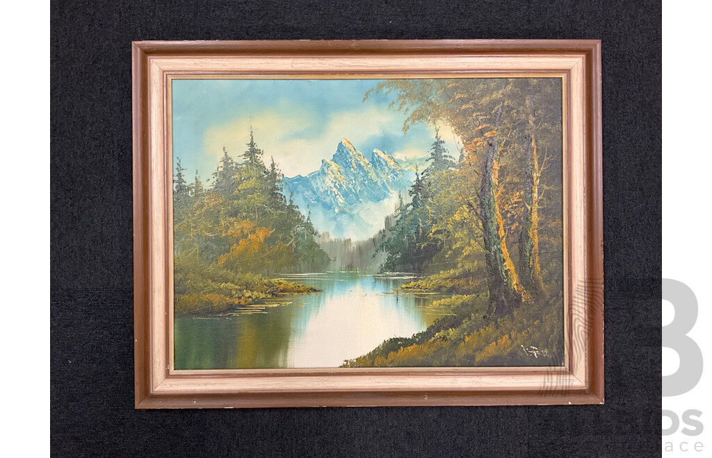 Artist Unknown - Schelkwyk,  ''Victoria 1963'' - Oil on Board 70x55 Cm (frame) & B.F. ''Mountains Scenery'' - Oil on Board 70x56 Cm (frame)