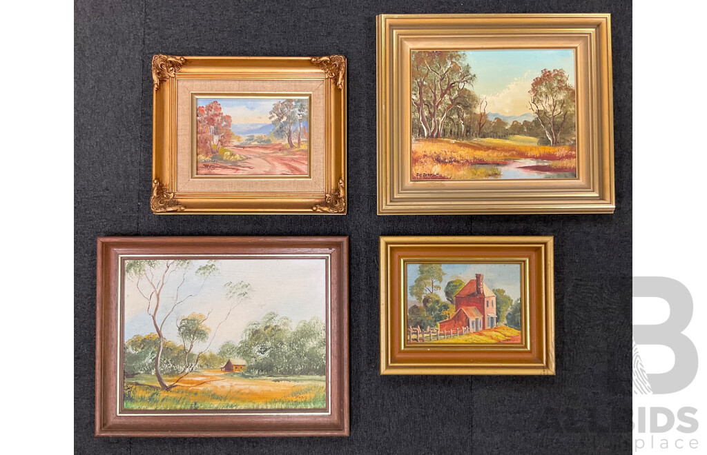 Assorted Paintings - Oil on Board - Lot of 4