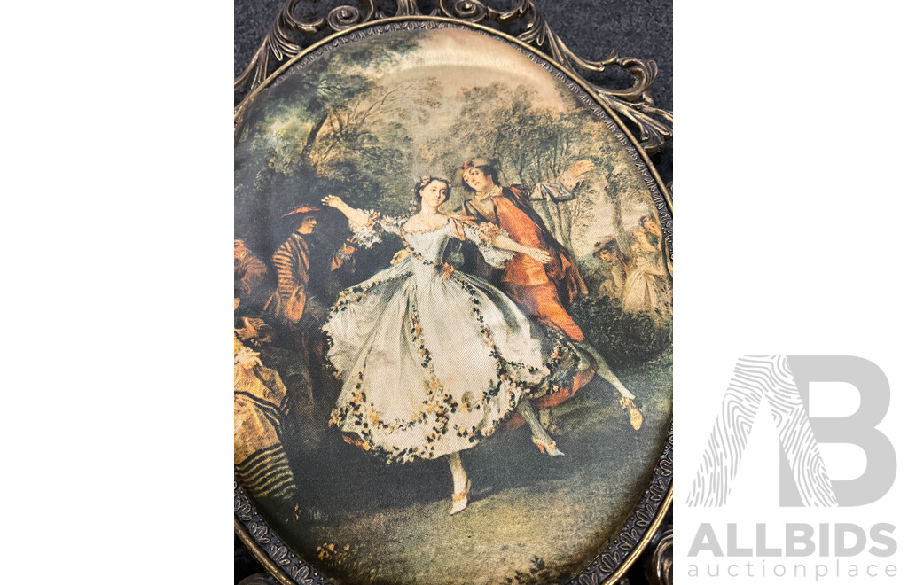 Ornate Framed Pictures and Decorative Woooden Plate  - Lot of 4