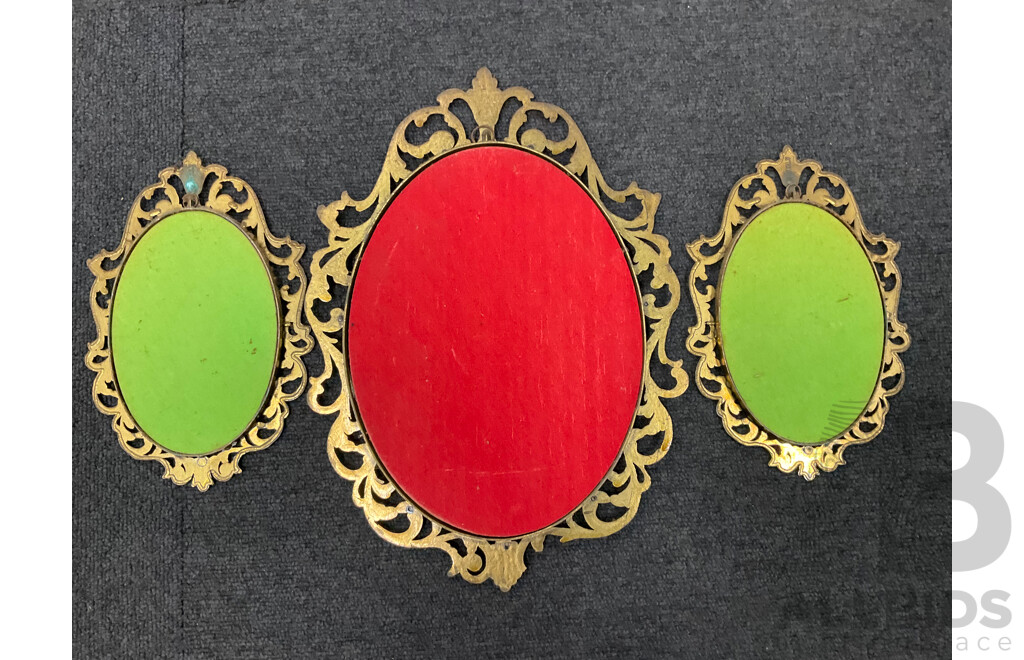 Ornate Framed Pictures and Decorative Woooden Plate  - Lot of 4