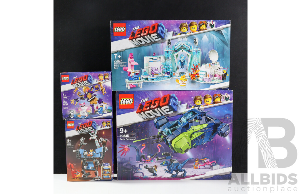 Collection Four Lego the Lego Movie II Sets, Opened, in Original Boxes with Instructions Including Rexs Rexplorer 70835, Systar Party Crew 70848 and More