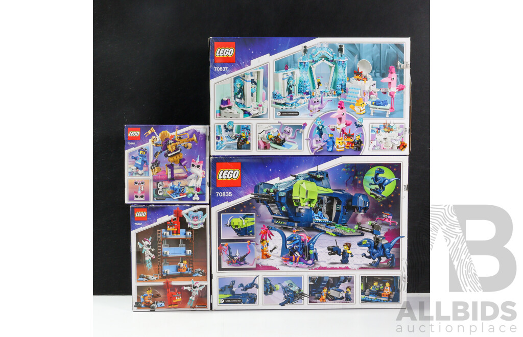Collection Four Lego the Lego Movie II Sets, Opened, in Original Boxes with Instructions Including Rexs Rexplorer 70835, Systar Party Crew 70848 and More