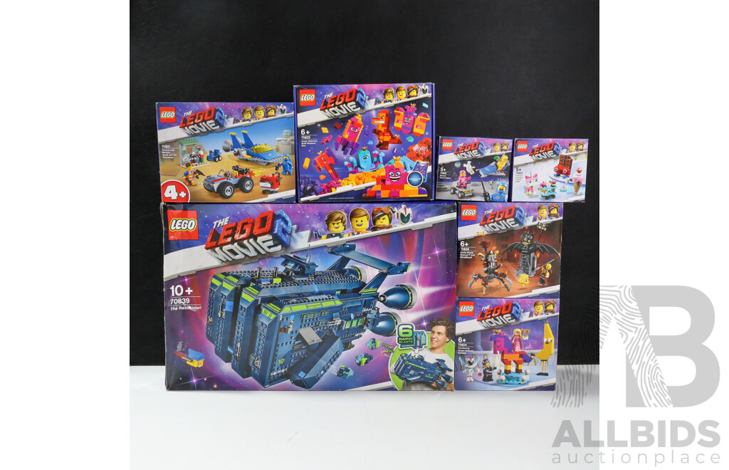 Collection Seven Lego the Lego Movie II Sets, Opened, in Original Boxes with Instructions Including the Rexcelsior 70839, Queen Watevras Build Whatever Box 70825 and More