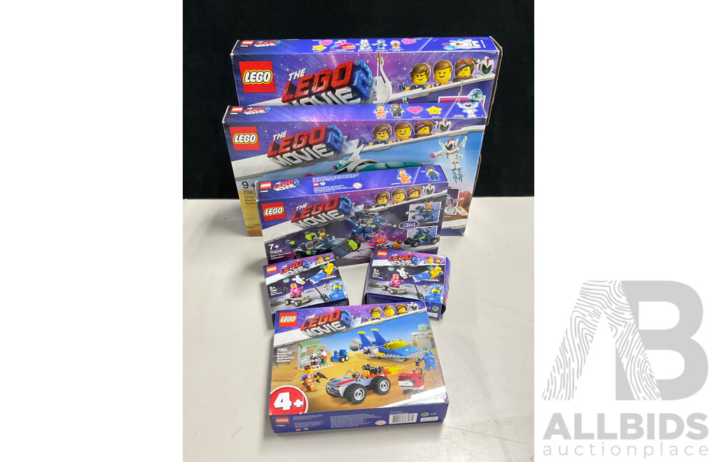 Collection Six Lego the Lego Movie II Sets, Opened, in Original Boxes with Instructions Including Queen Watevras So Not Evil Space Palace 70838 and More