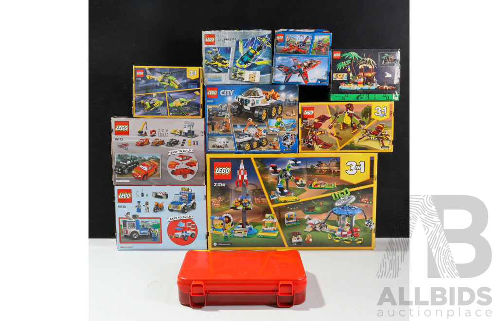 Collection Nine Lego Sets Including Creator, Juniors, City, and More