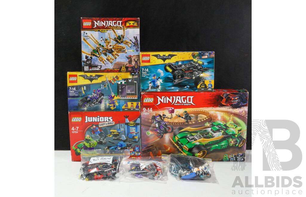 Collection Lego Sets Including Ninjago, Juniors Batman, the Batman Movie