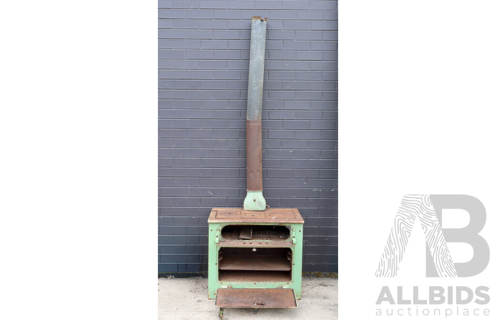 Vintage Cast Iron and Enamel Giffhorn 30 Wood Fired Stove by Simpson
