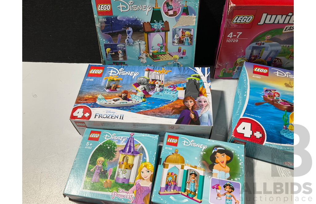 Collection Eleven Lego Disney Sets, Opened, Ten in Original Boxes with Instructions Including  Frozen II 41165, Frozen 41155 and More
