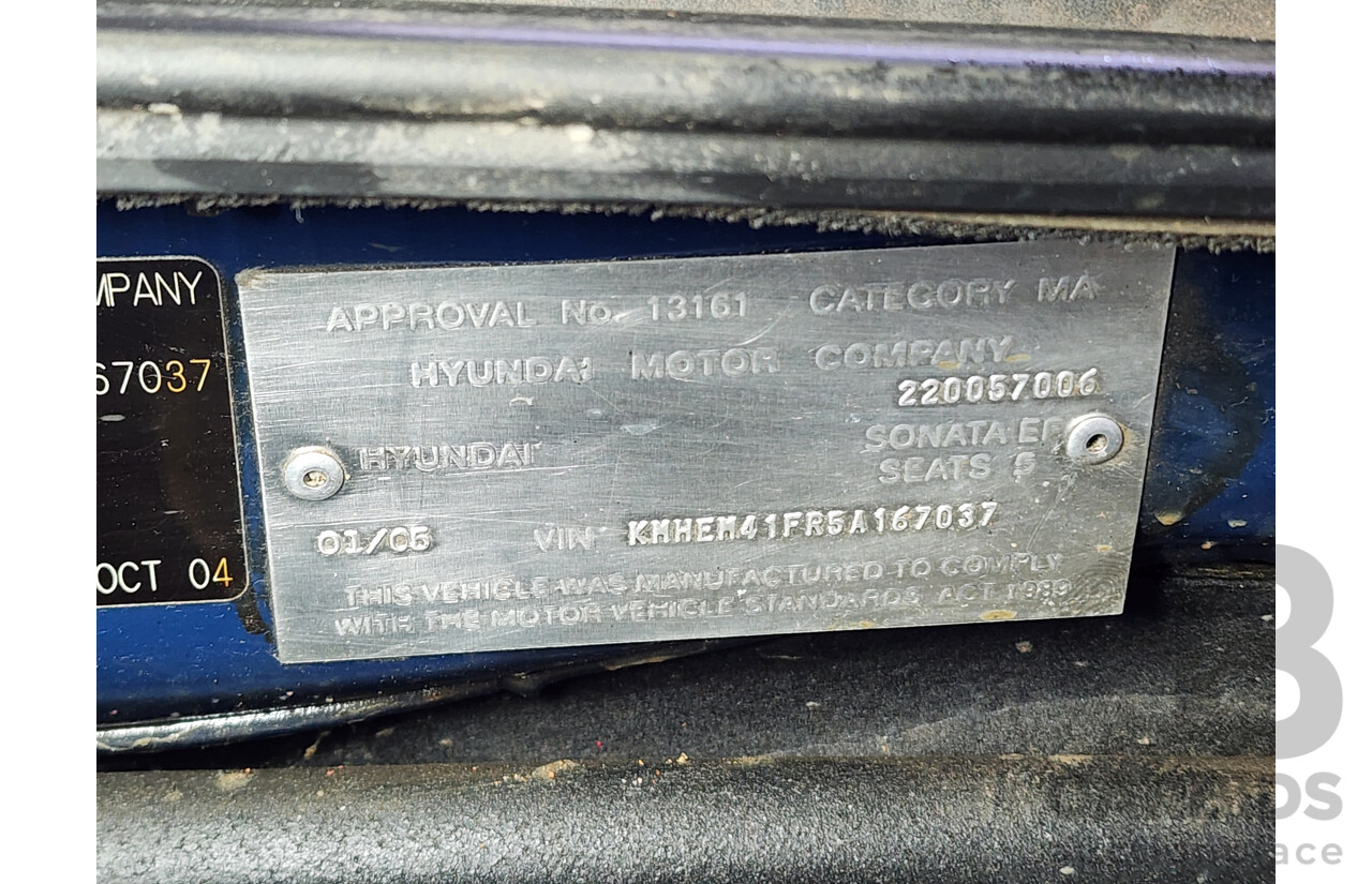 1/2005 Hyundai Sonata GL EF-B 4d Sedan Blue 2.7L