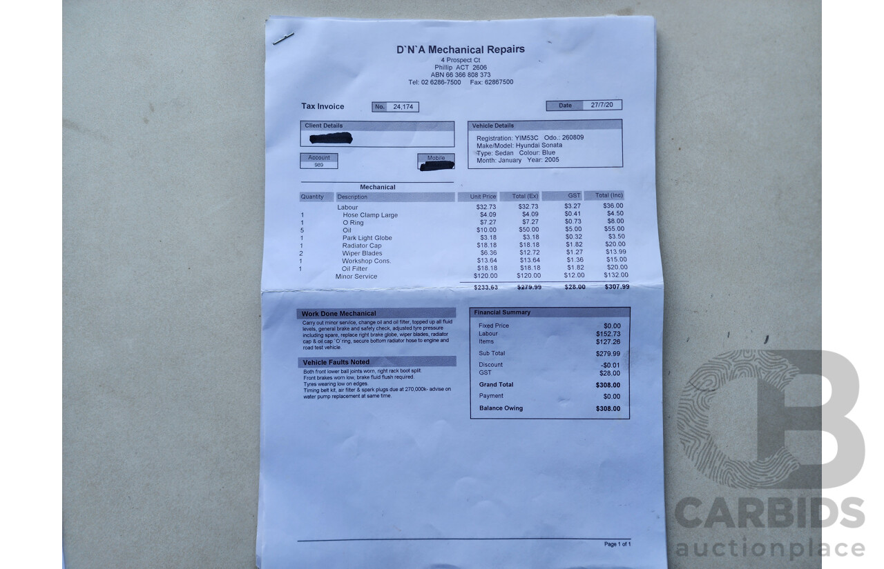 1/2005 Hyundai Sonata GL EF-B 4d Sedan Blue 2.7L