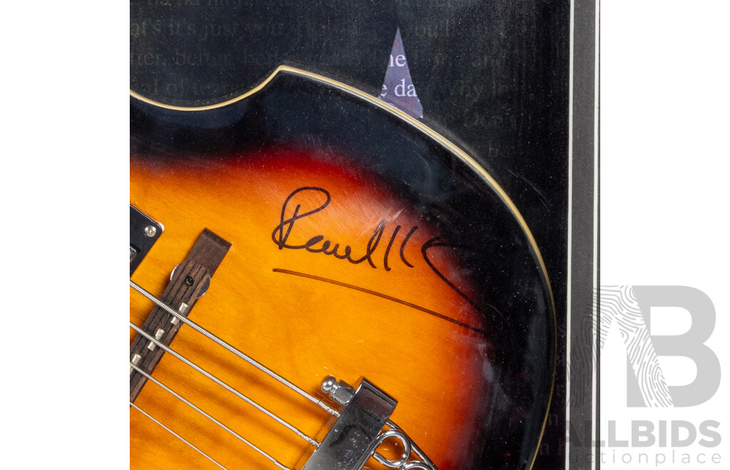 Sir Paul McCartney Signed Four String De Rosa Bass Guitar in Box Frame with COA