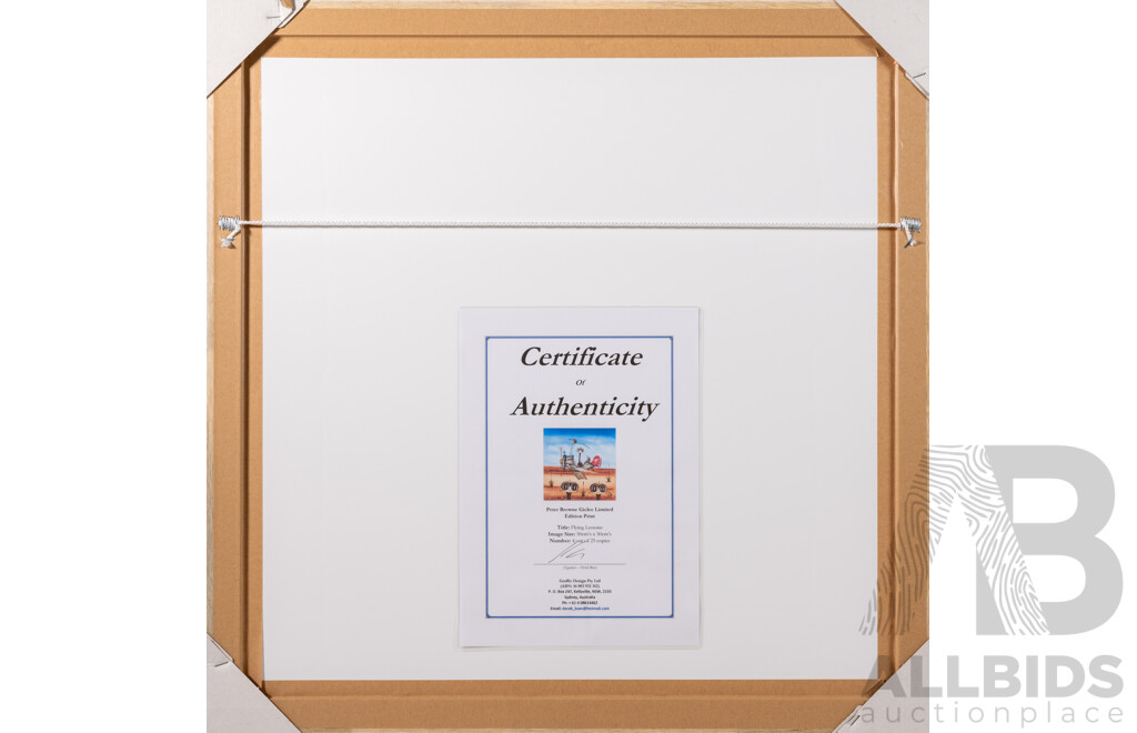 Peter Browne, (20th Century, Australian, 1947-), Flying Lessons, Giclee Limited Edition Print, Hand Signed, 65 x 65 cm (frame)