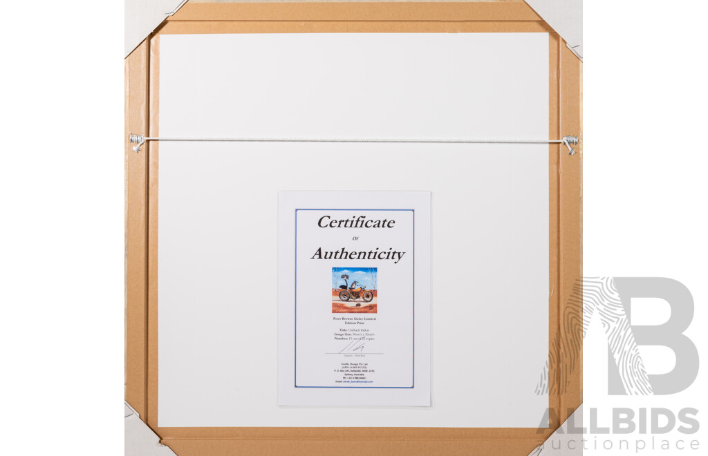 Peter Browne, (20th Century, Australian, 1947-), Outback Riders, Giclee Limited Edition Print, Hand Signed, 65 x 65 cm (frame)