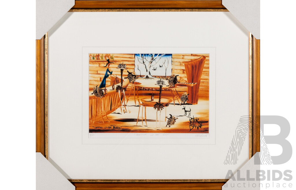 Peter Browne, (20th Century, Australian, 1947-), Chatting Up the Birds, Wonderful Signed & Editioned Giclee Print, 46 x 53 cm (frame)