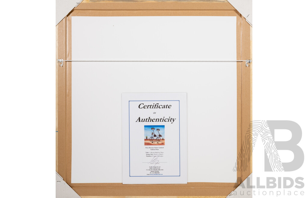 Peter Browne, (20th Century, Australian, 1947-), A Bicycle Built for Three, Giclee Limited Edition Print, Hand Signed, 65 x 65 cm (frame)