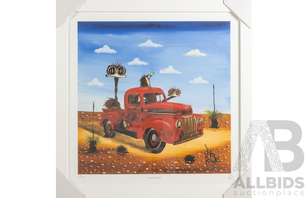 Peter Browne, (20th Century, Australian, 1947-), Free as Birds, Giclee Limited Edition Print, Hand Signed, 65 x 65 cm (frame)