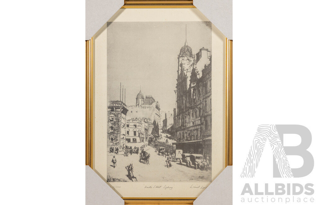 Lionel Arthur Lindsay, (19/20th Centuries, Australian, 1874-1961), Hunter Street Sydney, Wonderful Reproduction Limited Edition Quality Print After Original Etching, 49 x 36 cm (frame)
