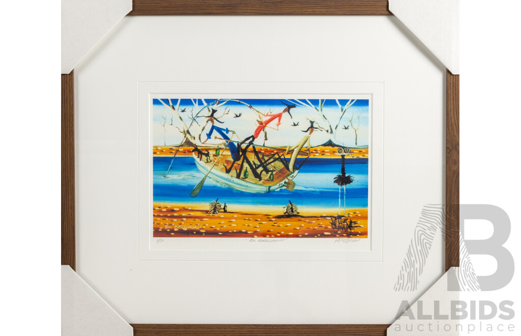 Peter Browne, (20th Century, Australian, 1947-), Big Barramundi, Spectacular Signed & Editioned Giclee Print, 44 x 52 cm (frame)