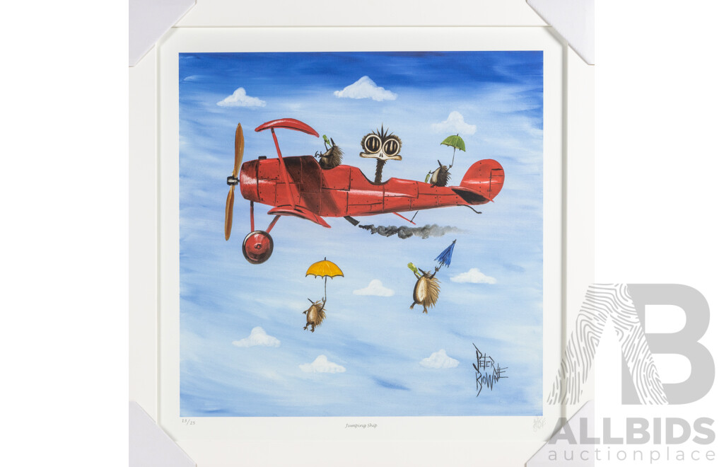 Peter Browne, (20th Century, Australian, 1947-), Jumping Ship, Giclée Limited Edition Print, Hand Signed, 65H x 65W cm (frame)