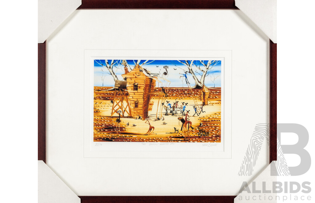 Peter Browne, (20th Century, Australian, 1947-), The Broken Hearted Emu, Wonderful Original Giclee Print, 45H x 53W cm (frame)