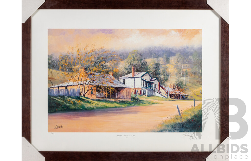 John Vander, (20th Century, Belgian-Born Australian, 1945-), Autumn Morning Hartley, Wonderful Quality Reproduction Print After Original Oil, 64H x 83W cm (frame)