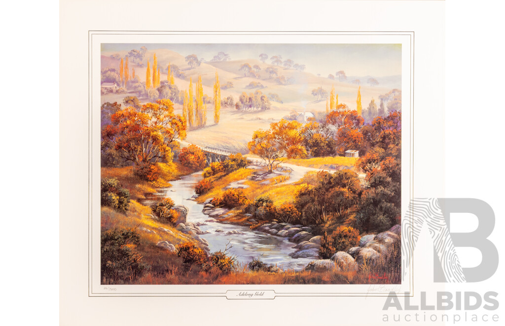 John Bradley (20th Century, Australian, 1945-), Adelong Gold; Ramparts - Capertree; The Grose Valley & Days End - Gloucester, Four Original Signed & Editioned Prints After Originals, 49H x 59W cm (unframed) (4)