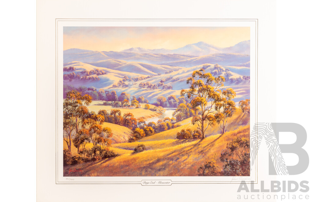 John Bradley (20th Century, Australian, 1945-), Adelong Gold; Ramparts - Capertree; The Grose Valley & Days End -  Gloucester, Four Original Signed & Editioned Prints After Originals, 49H x 59W cm (unframed) (4)