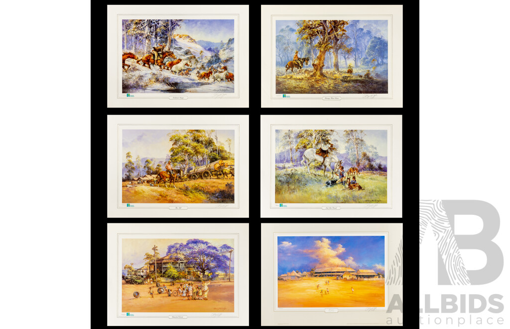 d'Arcy Doyle (20th Century, Australian, 1932-2001), Lost but Found & [5 More] (1994-95), Six Limited Editioned & Signed Prints After Originals, 64H x 87W cm (unframed) (6)