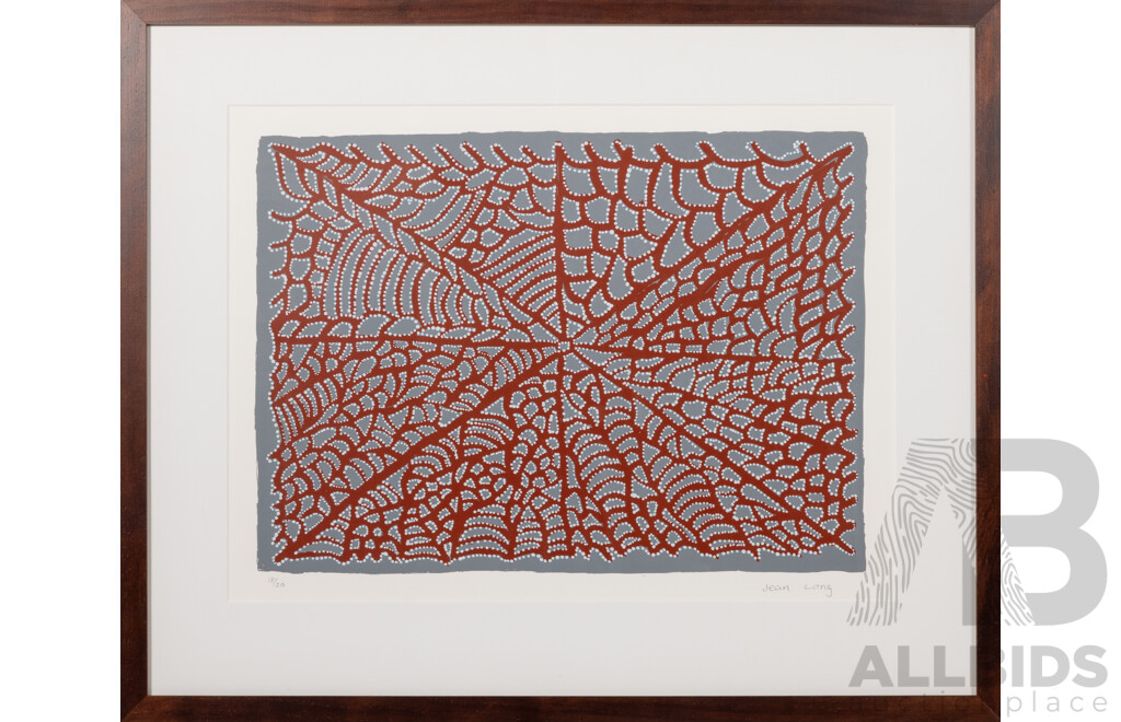 Jean Ngwarraye Long, (20th Century, Indigenous-Australian,1963-), Native Web, Limited Edition Lino Print, 52 x 63 cm (frame)