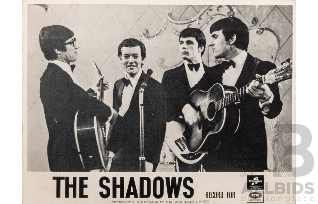 Collection Four Vintage 1960s Rock and Roll Record Store Promotional Posters, One on Board, Including Herman Hermits, Eric Burden and the Animals, The Shadows