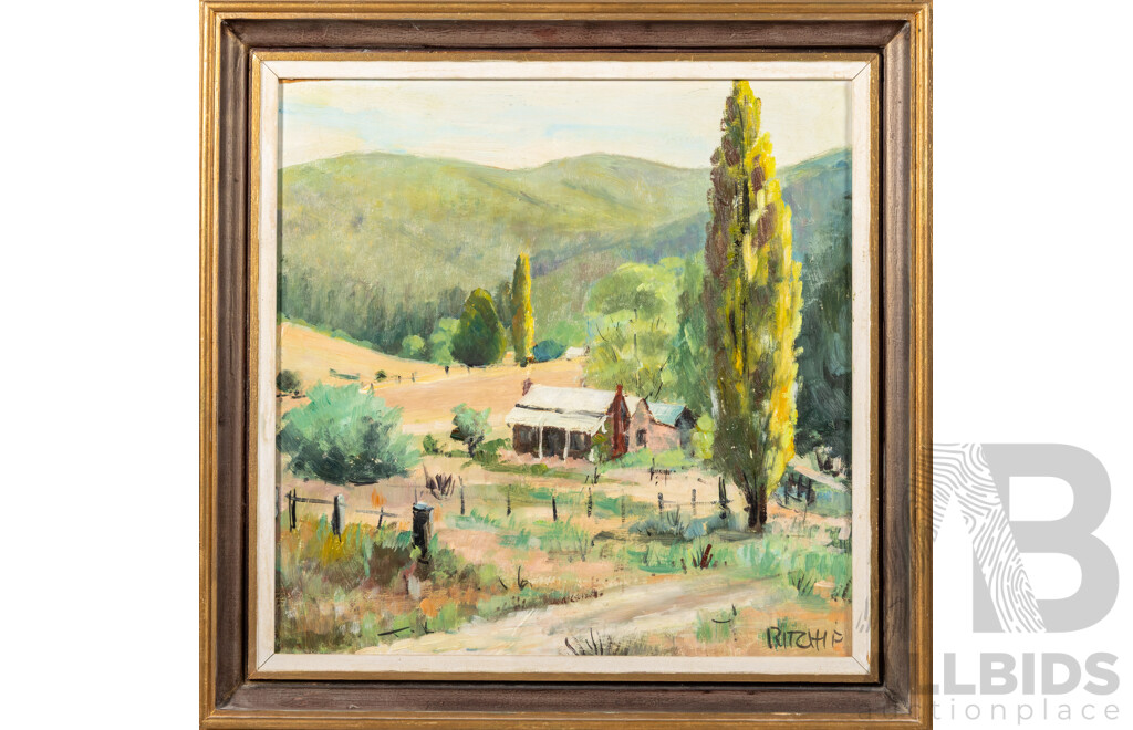 Artist Unknown (20th Century), Red Gums on Murray, Lovely Original Vintage Oil on Masonite 51 x 51 cm (frame)