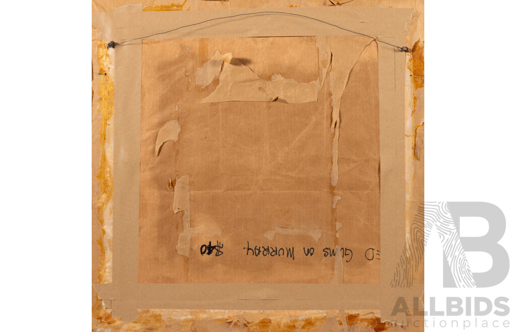 Artist Unknown (20th Century), Red Gums on Murray, Lovely Original Vintage Oil on Masonite 51 x 51 cm (frame)