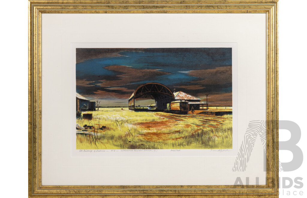 Kenneth Jack (20th Century, Australian, 1924-2006), Old Buildings of Australian No.2, Normanton Railway Station, Queensland, Hand Signed, Titled & Editioned Original Colour Screenprint, 55 x 70 cm (frame)