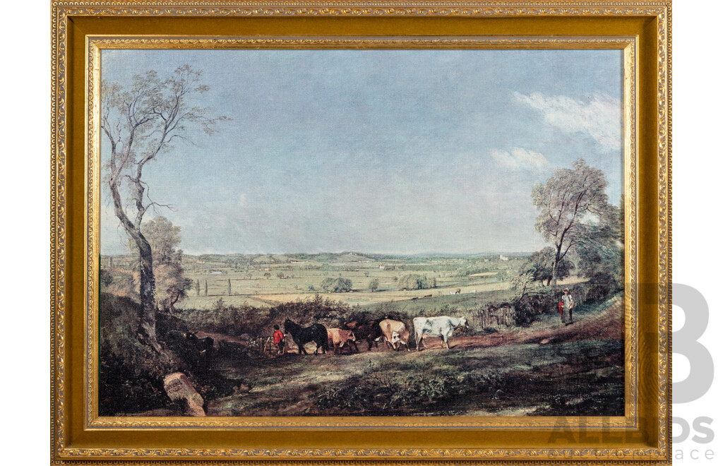 Artist Unknown, Boy in Red Jacket with Horse, Vintage Reproduction Canvas Print of Original, 63 x 84 cm (frame)