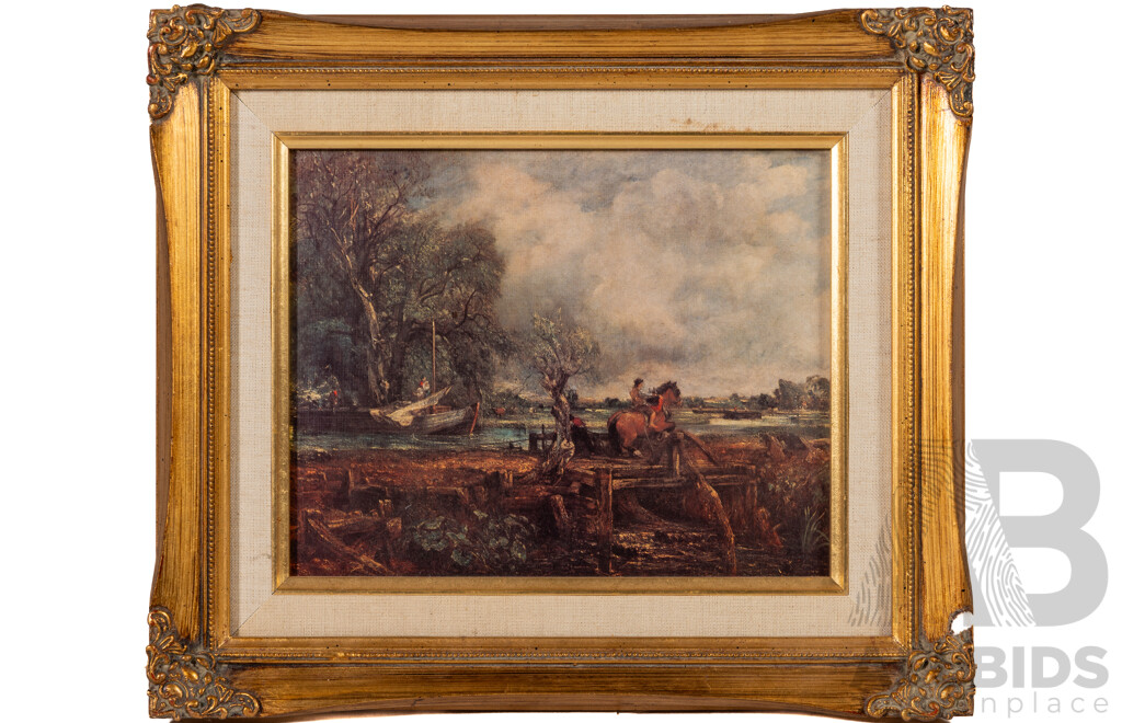 John Constable (British, 1776-1837), Leaping Horse, Lovely Reproduction Colour Print After Original Oil, 32 x 36 cm (frame)