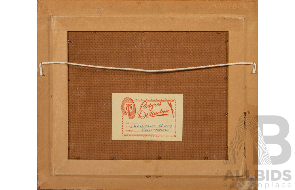 John Constable (British, 1776-1837), Leaping Horse, Lovely Reproduction Colour Print After Original Oil, 32 x 36 cm (frame)