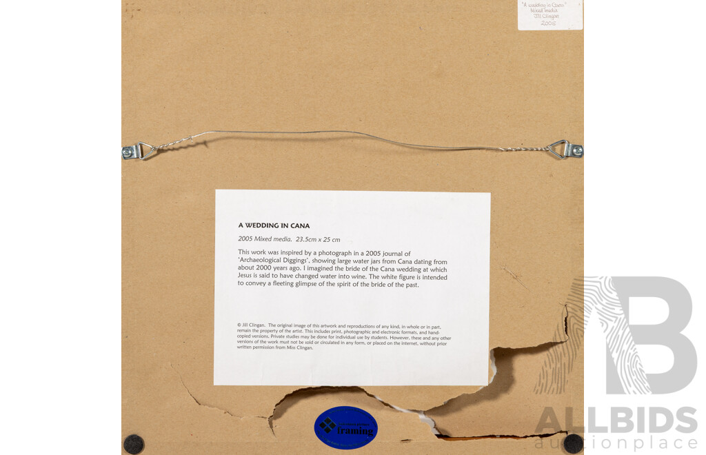 Jill Clingan, (20th Century, Australian, 1942-), A Wedding in Cana (2005), Mixed Media, 35.5 x 36 cm (frame)