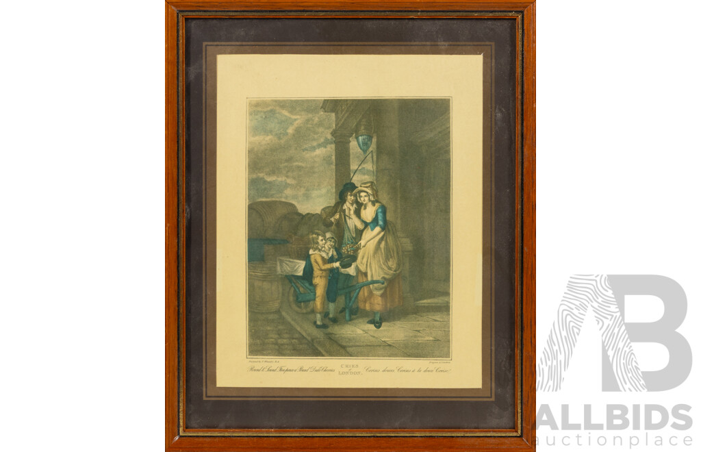 Francis Wheatley, (British, 1747-1801), Pair of Cries of London Reproduction Steel Engraving Prints After Initial Paintings by Wheatley, 19 x 23 cm (frames) (2)
