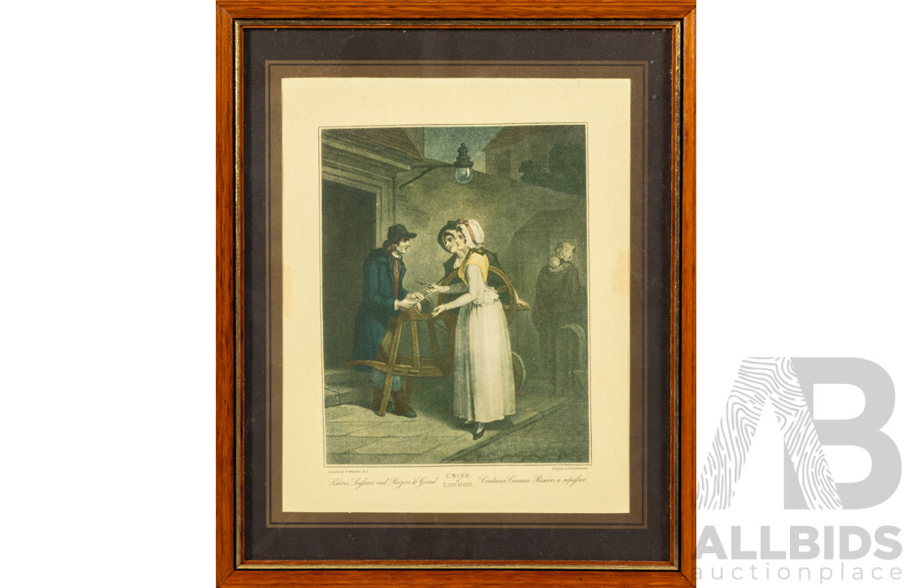 Francis Wheatley, (British, 1747-1801), Pair of Cries of London Reproduction Steel Engraving Prints After Initial Paintings by Wheatley, 19 x 23 cm (frames) (2)