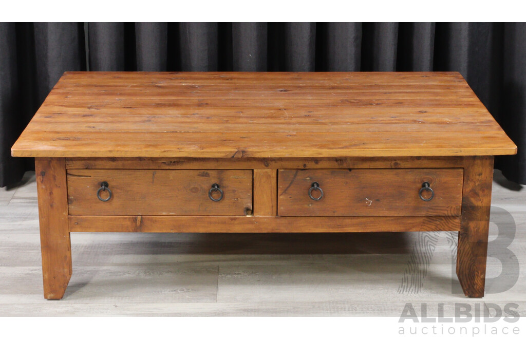 Hardwood Coffee Table with Two Drawers