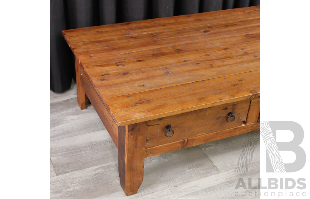 Hardwood Coffee Table with Two Drawers