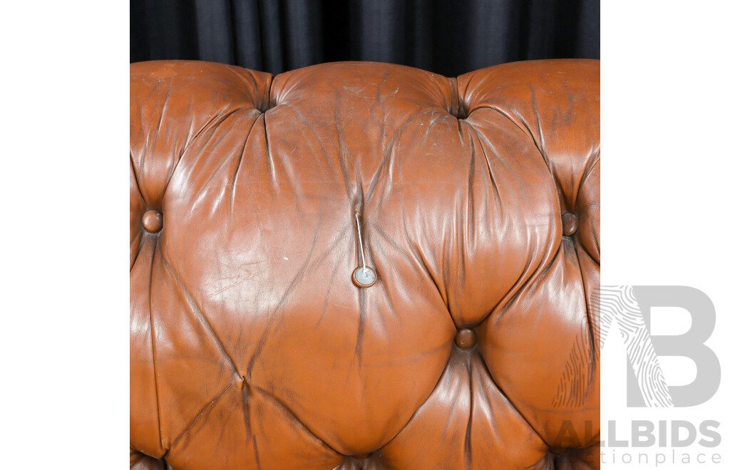 Brown Leather Chesterfield Two Seater Lounge